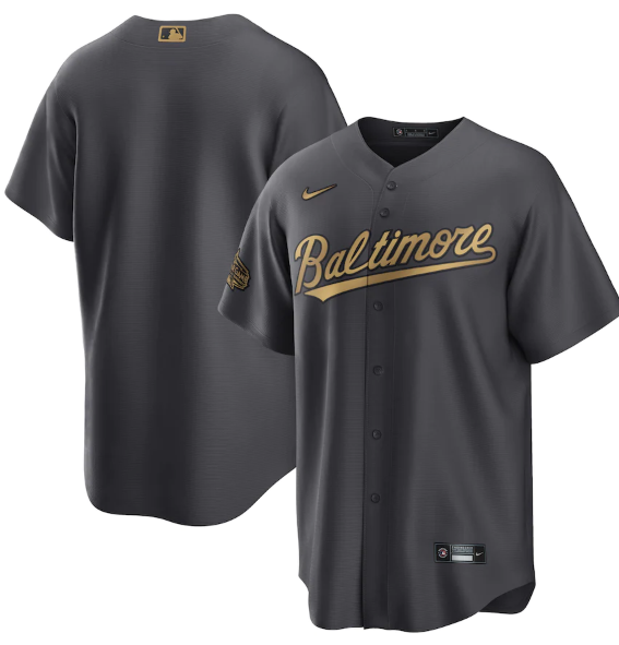 Men's Baltimore Orioles Blank 2022 All-Star Cool Base Charcoal Stitched Baseball Jersey Men's Baltimore Orioles Blank 2022 All-Star Cool Base Charcoal Stitched Baseball Jersey